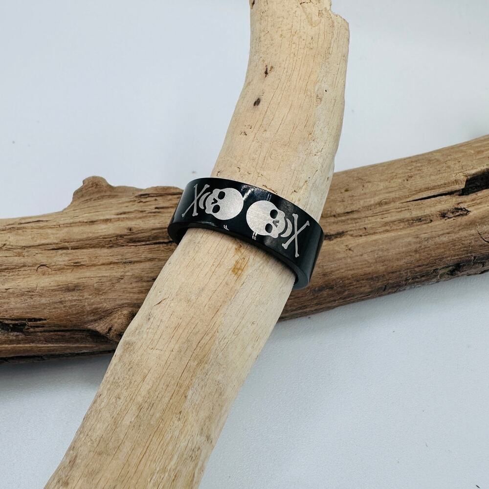 Two-Tone IP Black Stainless Steel Skull Ring